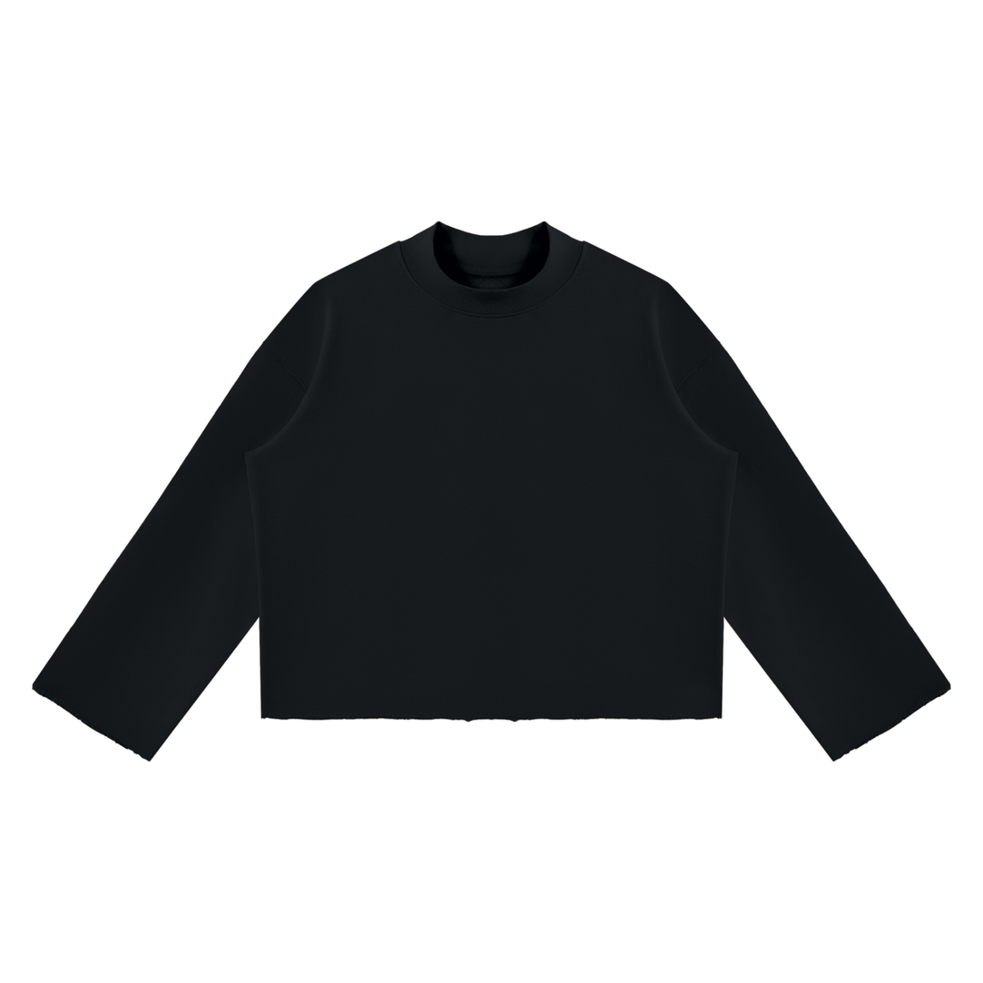 Unisex Mock Neck Raw Edge Boxy Sweatshirt