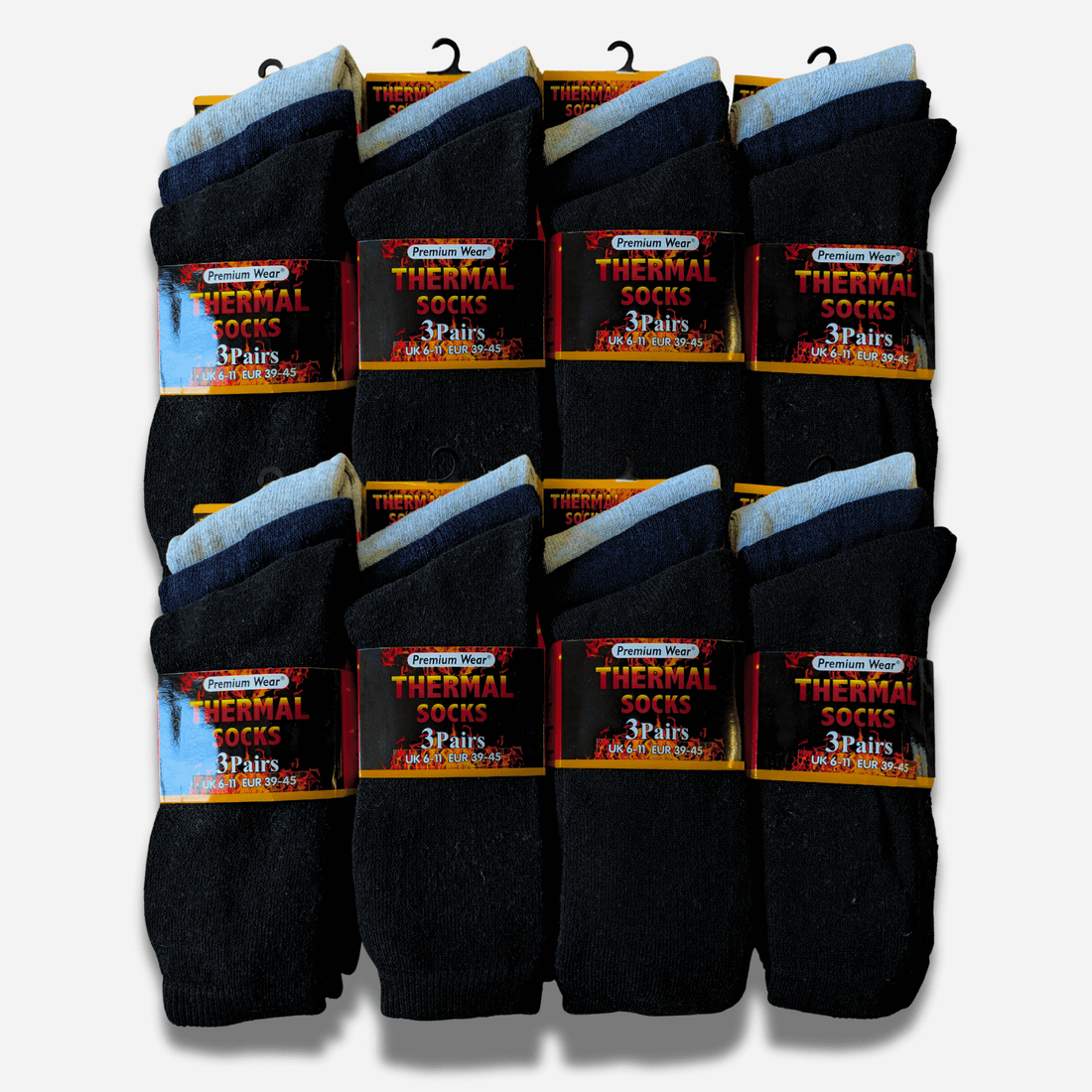 Heatwave Thermalwear Mens Black Thermal Socks 24 Pairs Double Brushed Knit Brushed Base Layer Warmth