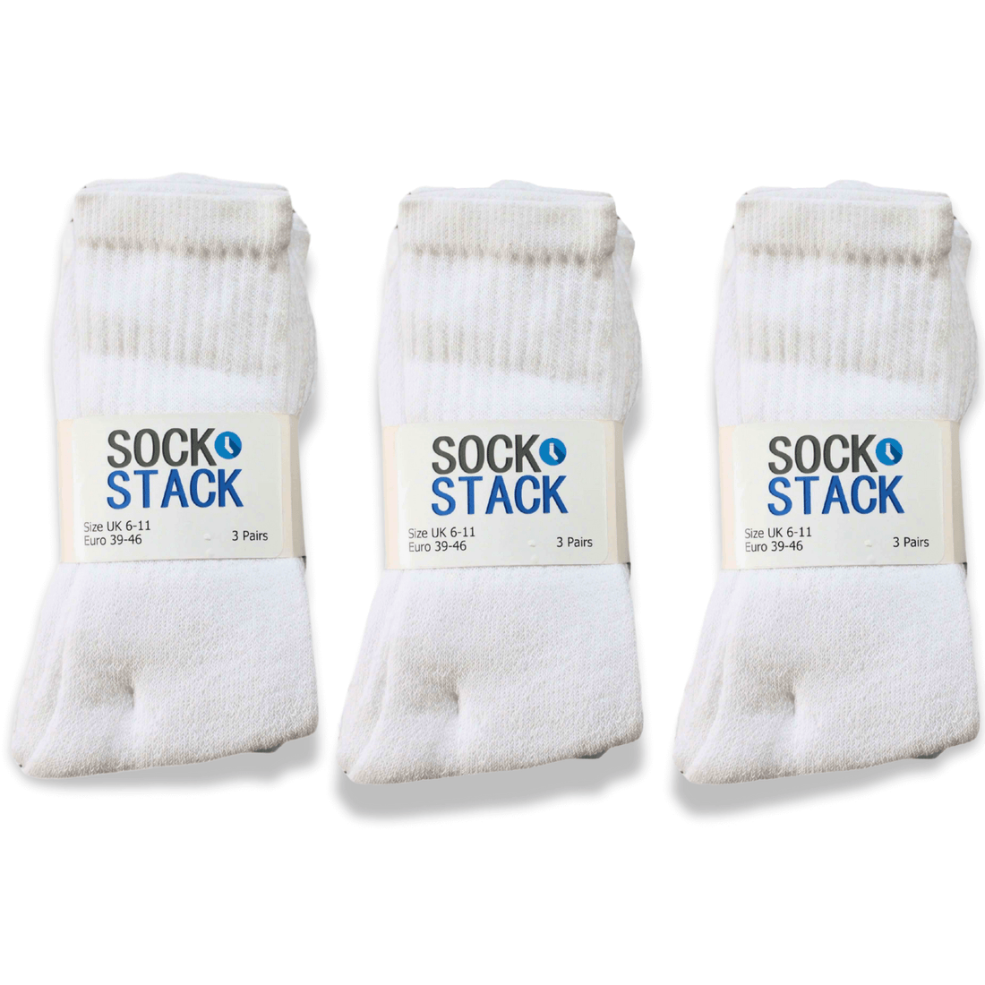 Sock Stack Mens Cotton Rich Performance Sport Socks 15 Pairs UK 6-11 Black Grey White Comfort Cuff Everyday Wear