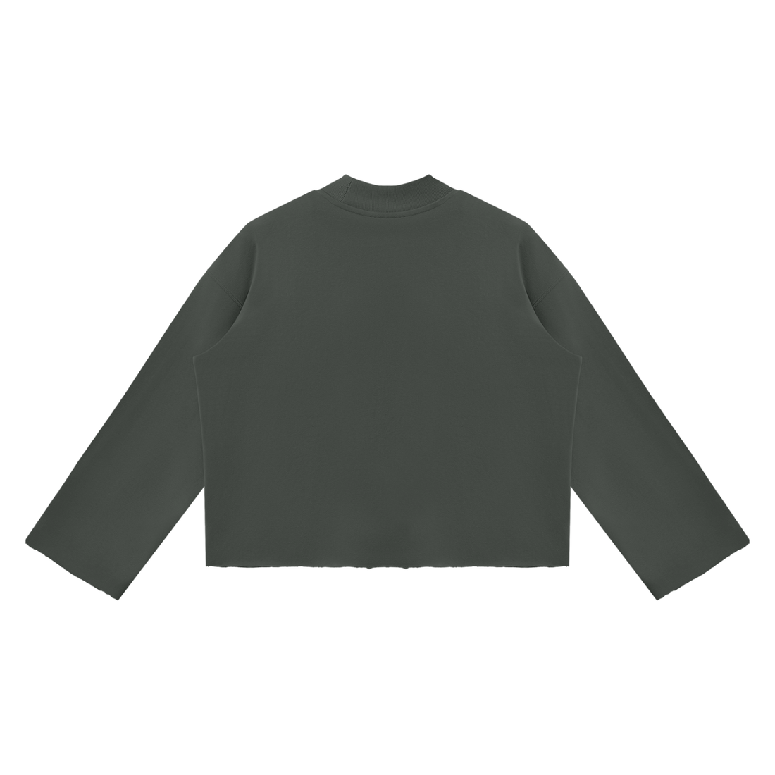 Unisex Mock Neck Raw Edge Boxy Sweatshirt