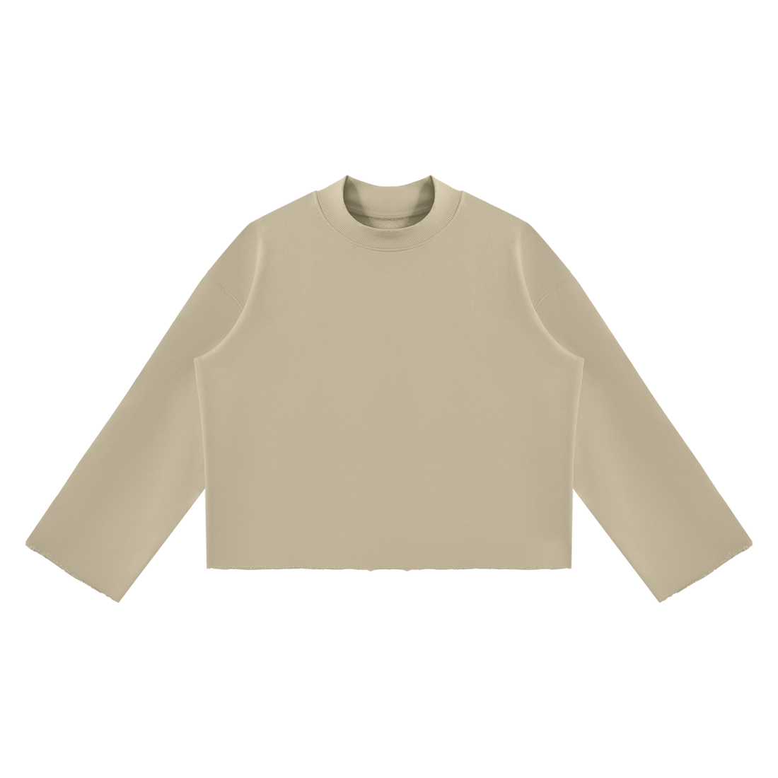 Unisex Mock Neck Raw Edge Boxy Sweatshirt