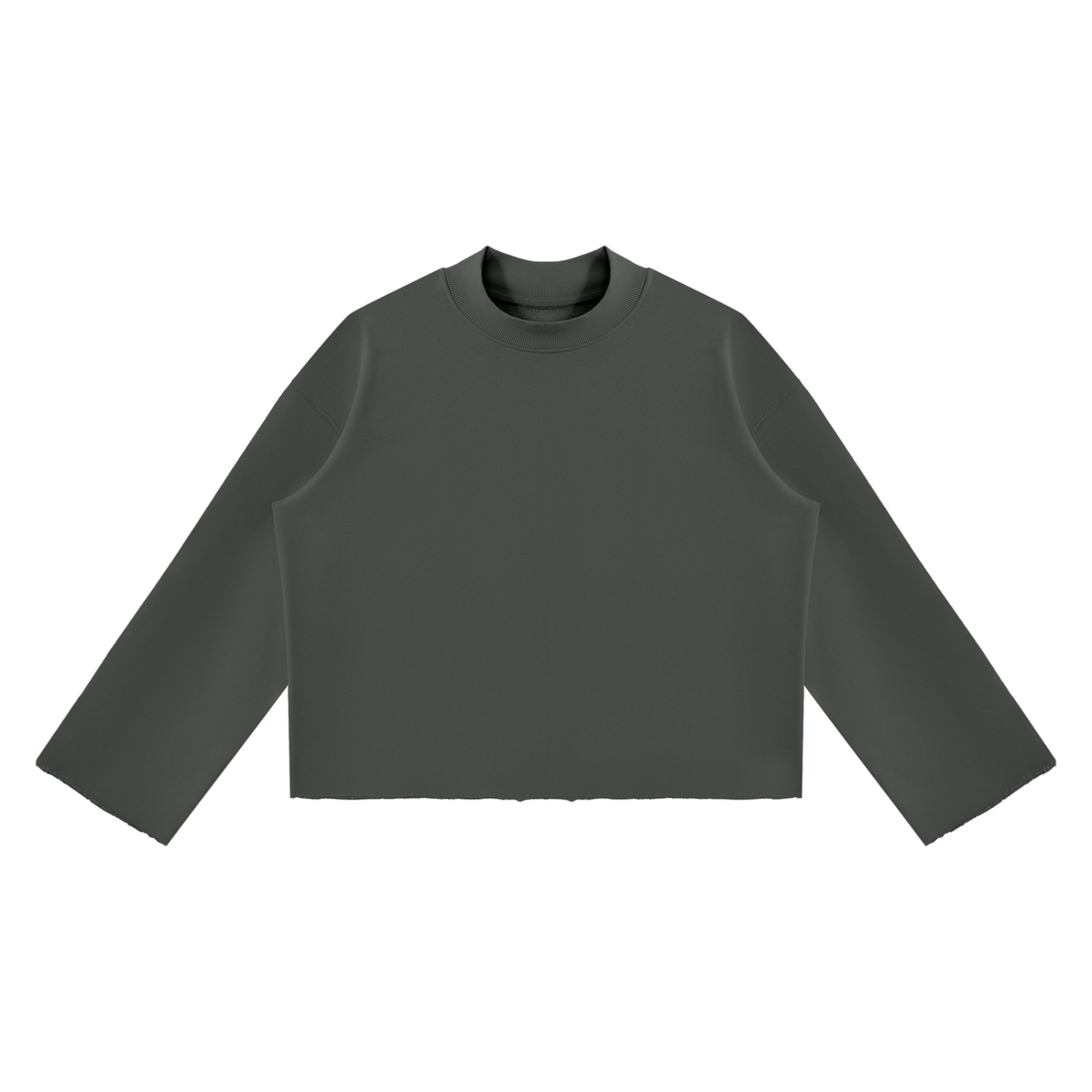 Unisex Mock Neck Raw Edge Boxy Sweatshirt